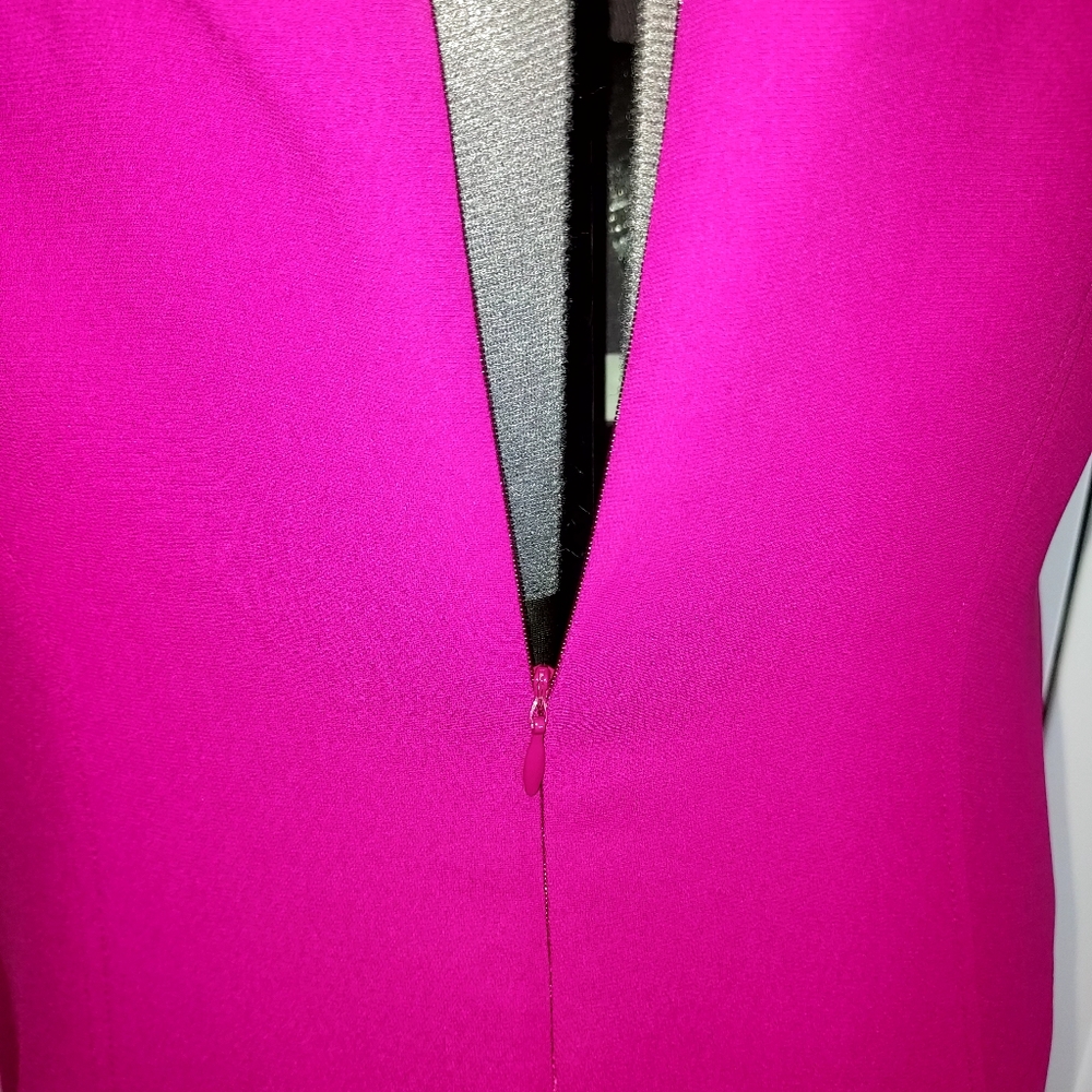 Fuchsia Pink Asymmetrical Bodycon Dress for Cocktail - Picture 7 of 9